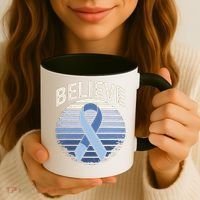 Blue Ribbon Prostate Colon Cancer Believe Awareness Coffee Mug thumb 3