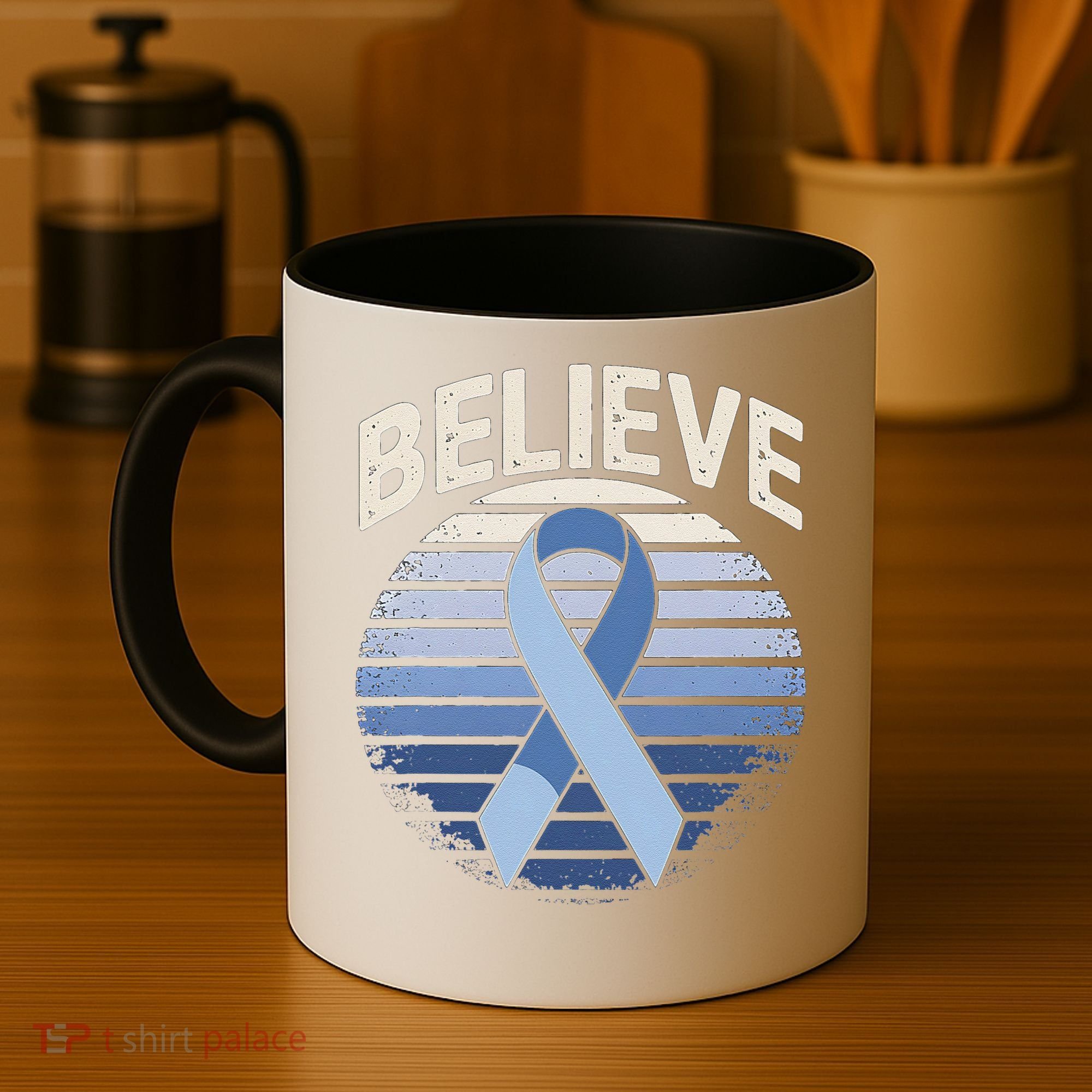 Blue Ribbon Prostate Colon Cancer Believe Awareness Coffee Mug