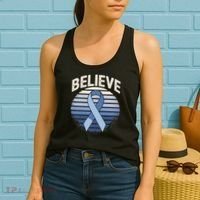 Blue Ribbon Prostate Colon Cancer Believe Awareness Women's Tank Top thumb 2