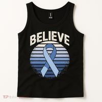 Blue Ribbon Prostate Colon Cancer Believe Awareness Tank Top thumb 2