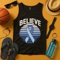 Blue Ribbon Prostate Colon Cancer Believe Awareness Tank Top thumb 4