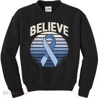 Blue Ribbon Prostate Colon Cancer Believe Awareness Kids Sweatshirt thumb 0