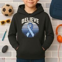 Blue Ribbon Prostate Colon Cancer Believe Awareness Kids Hoodie thumb 2