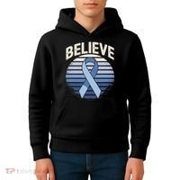 Blue Ribbon Prostate Colon Cancer Believe Awareness Kids Hoodie thumb 4
