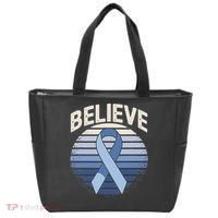Blue Ribbon Prostate Colon Cancer Believe Awareness Tote Bag thumb 0