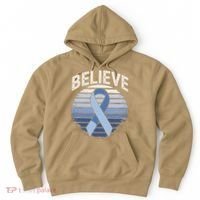 Blue Ribbon Prostate Colon Cancer Believe Awareness Hoodie thumb 0