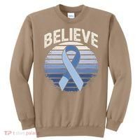 Blue Ribbon Prostate Colon Cancer Believe Awareness Sweatshirt thumb 0