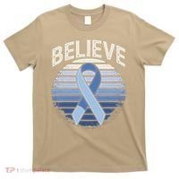 Blue Ribbon Prostate Colon Cancer Believe Awareness T-Shirt thumb 0