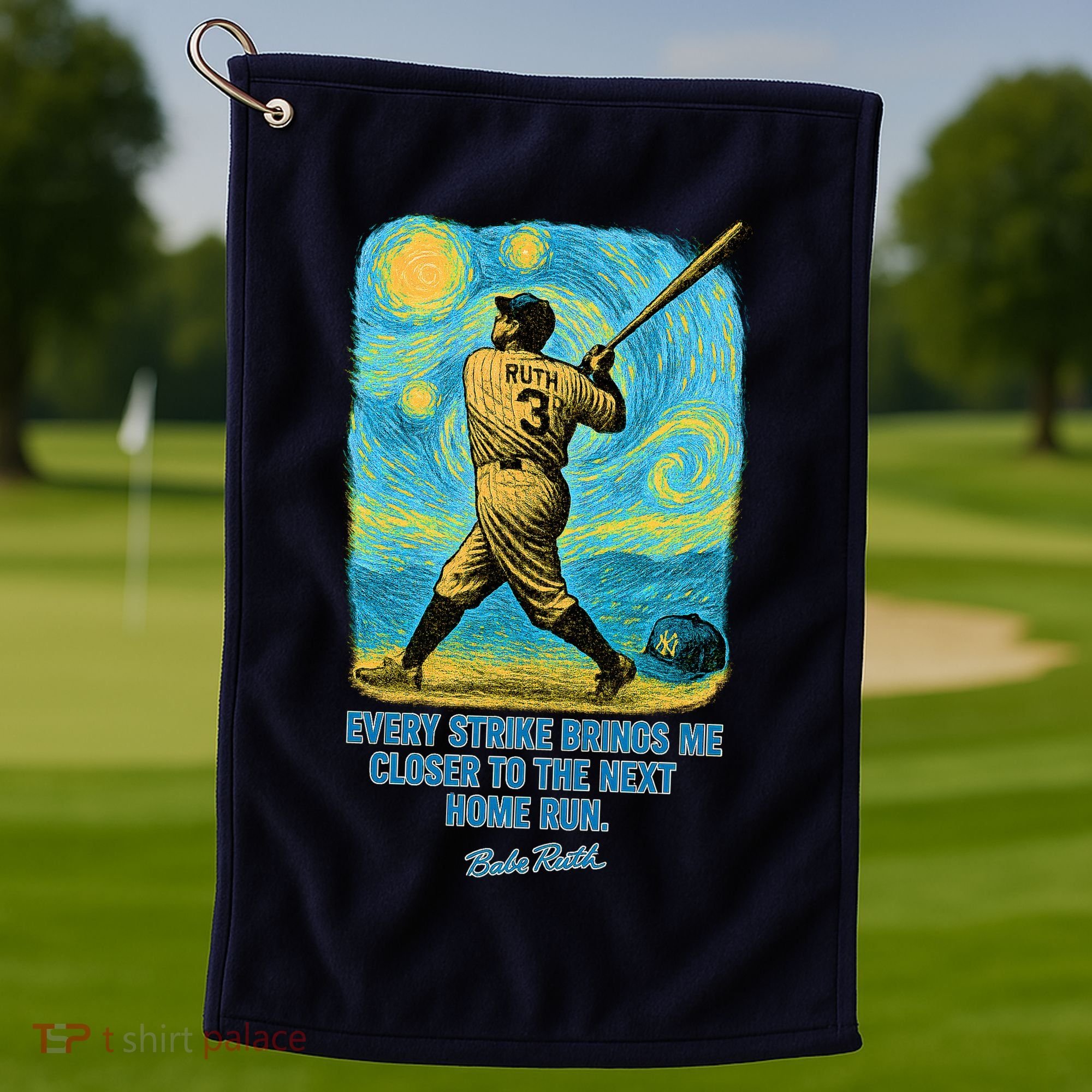 Babe Ruth Quote Starry Night Golf Towel