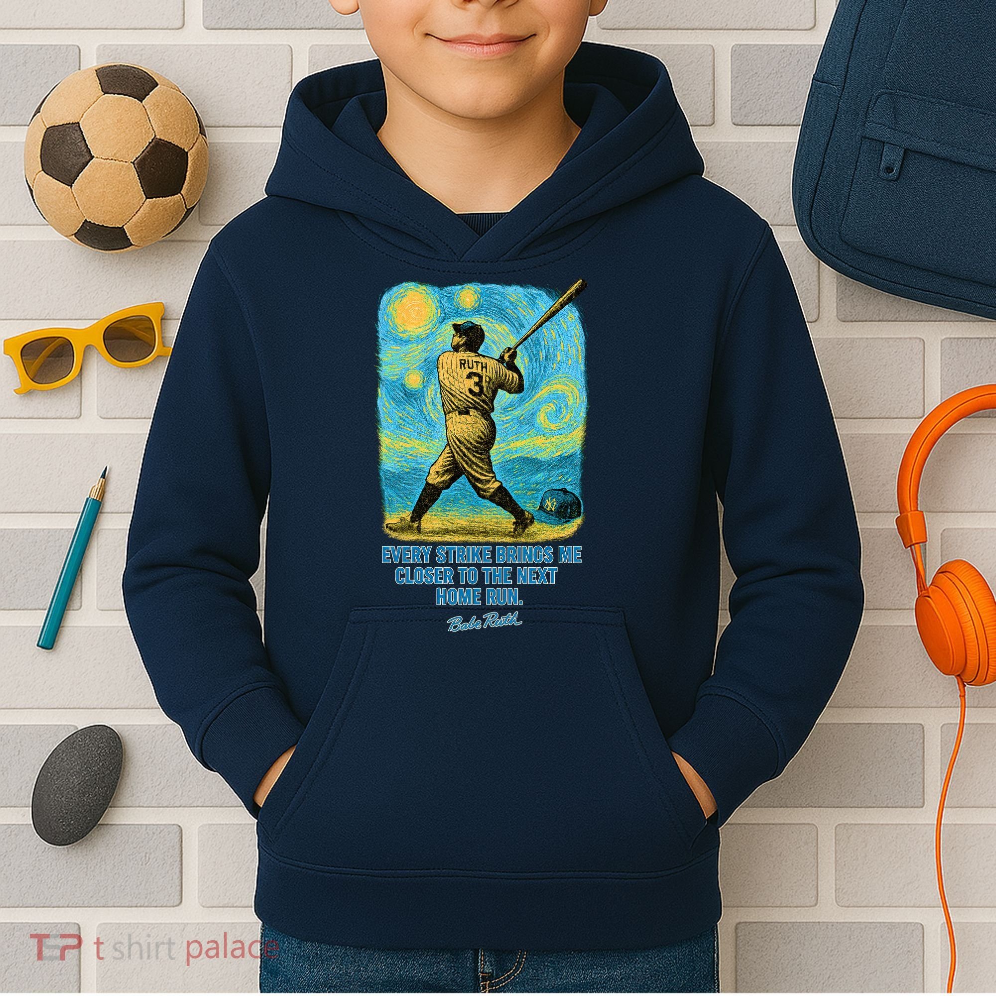Babe Ruth Quote Starry Night Kids Hoodie