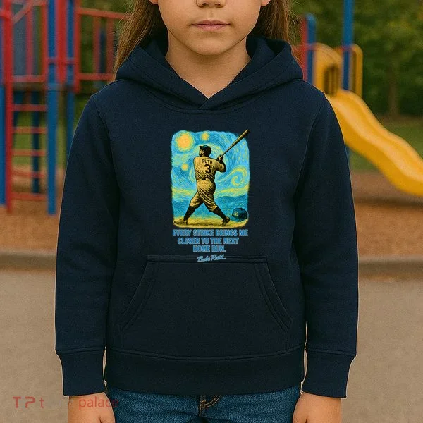 Babe Ruth Quote Starry Night Kids Hoodie