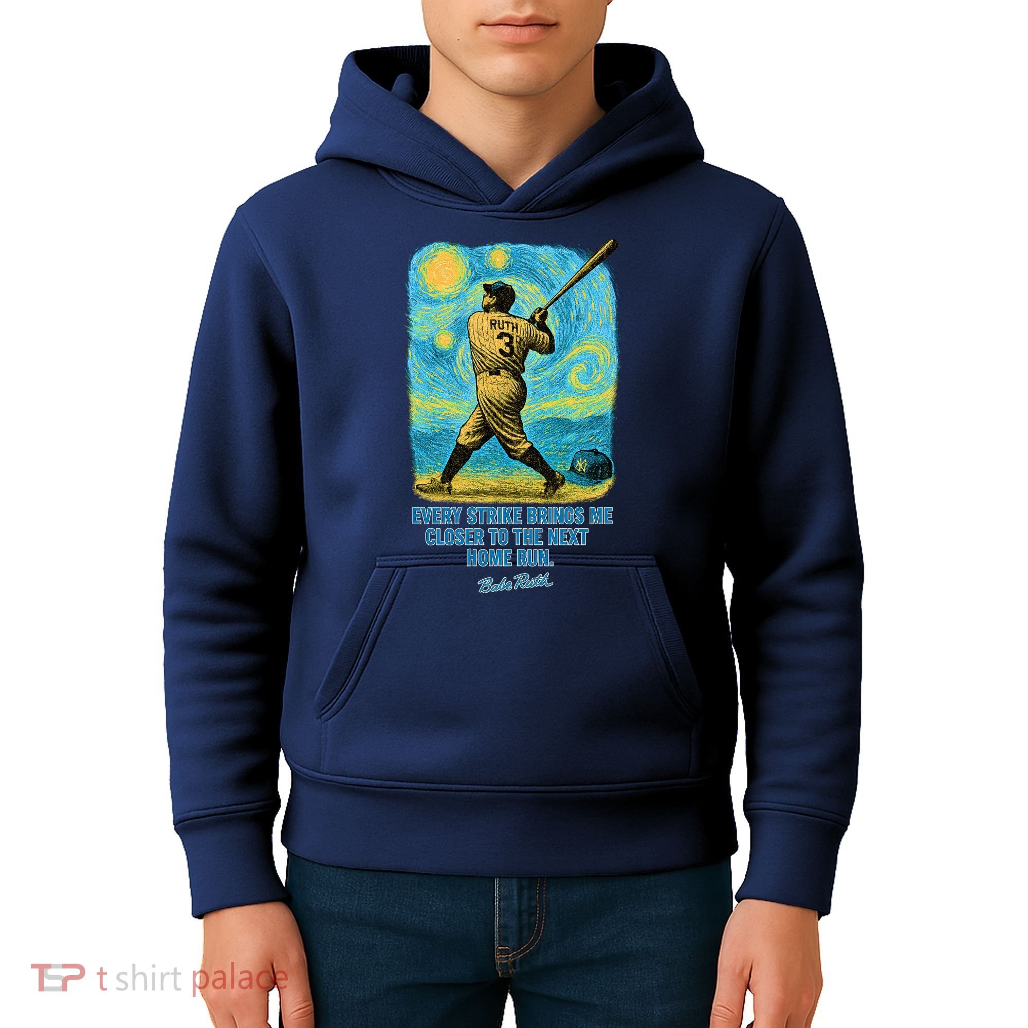 Babe Ruth Quote Starry Night Kids Hoodie