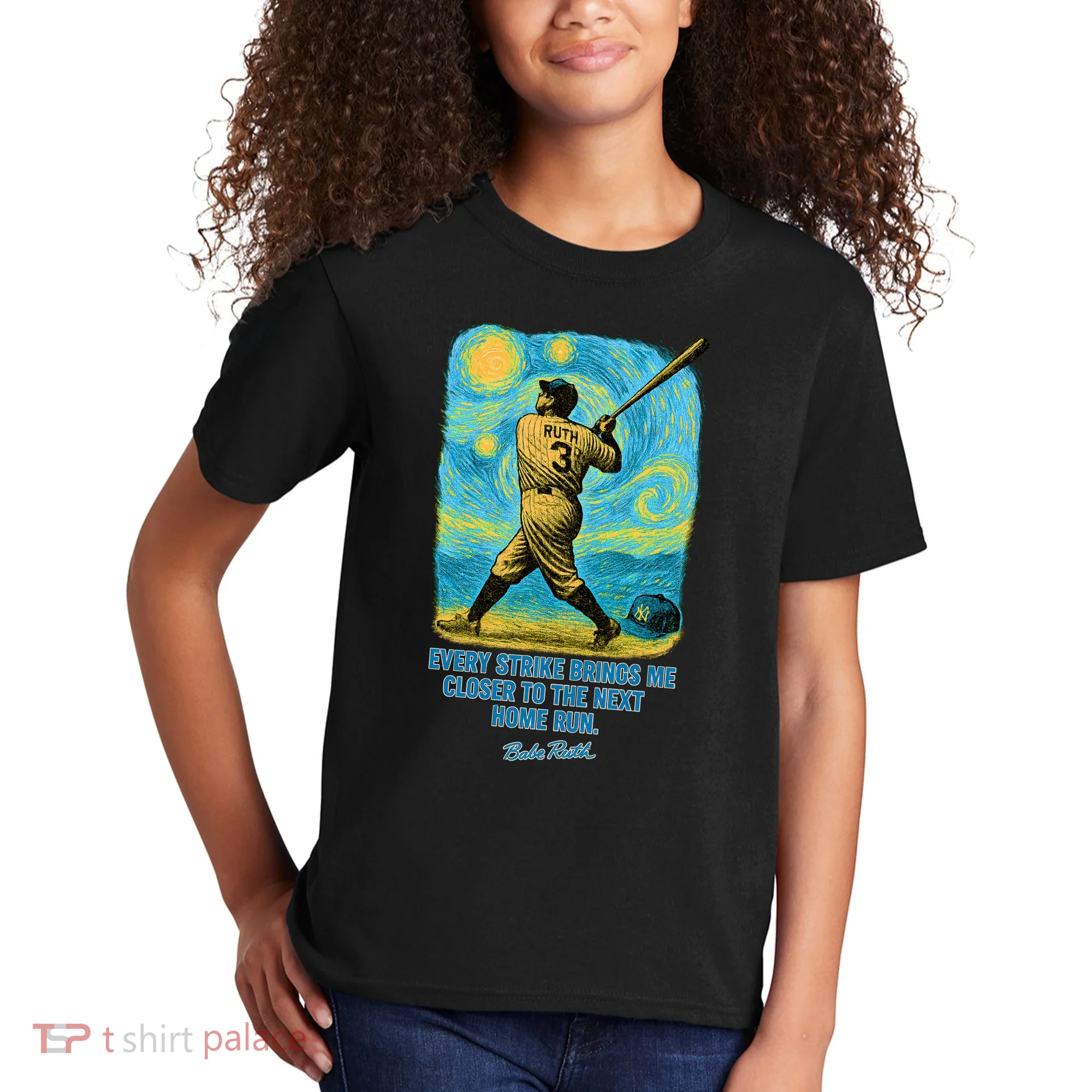 Babe Ruth Quote Starry Night Kids T-Shirt