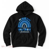 Blue Ribbon Rainbow We Wear Blue For Child Abuse Awareness Hoodie thumb 0