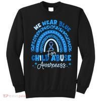 Blue Ribbon Rainbow We Wear Blue For Child Abuse Awareness Sweatshirt thumb 0