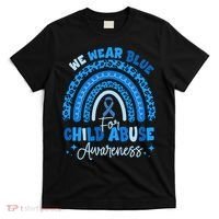 Blue Ribbon Rainbow We Wear Blue For Child Abuse Awareness T-Shirt thumb 0