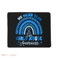 Blue Ribbon Rainbow We Wear Blue For Child Abuse Awareness Mousepad thumb 0