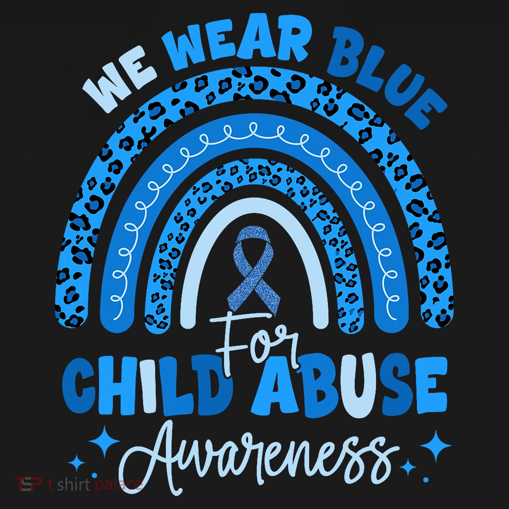 Blue Ribbon Rainbow We Wear Blue For Child Abuse Awareness Women's Tank Top