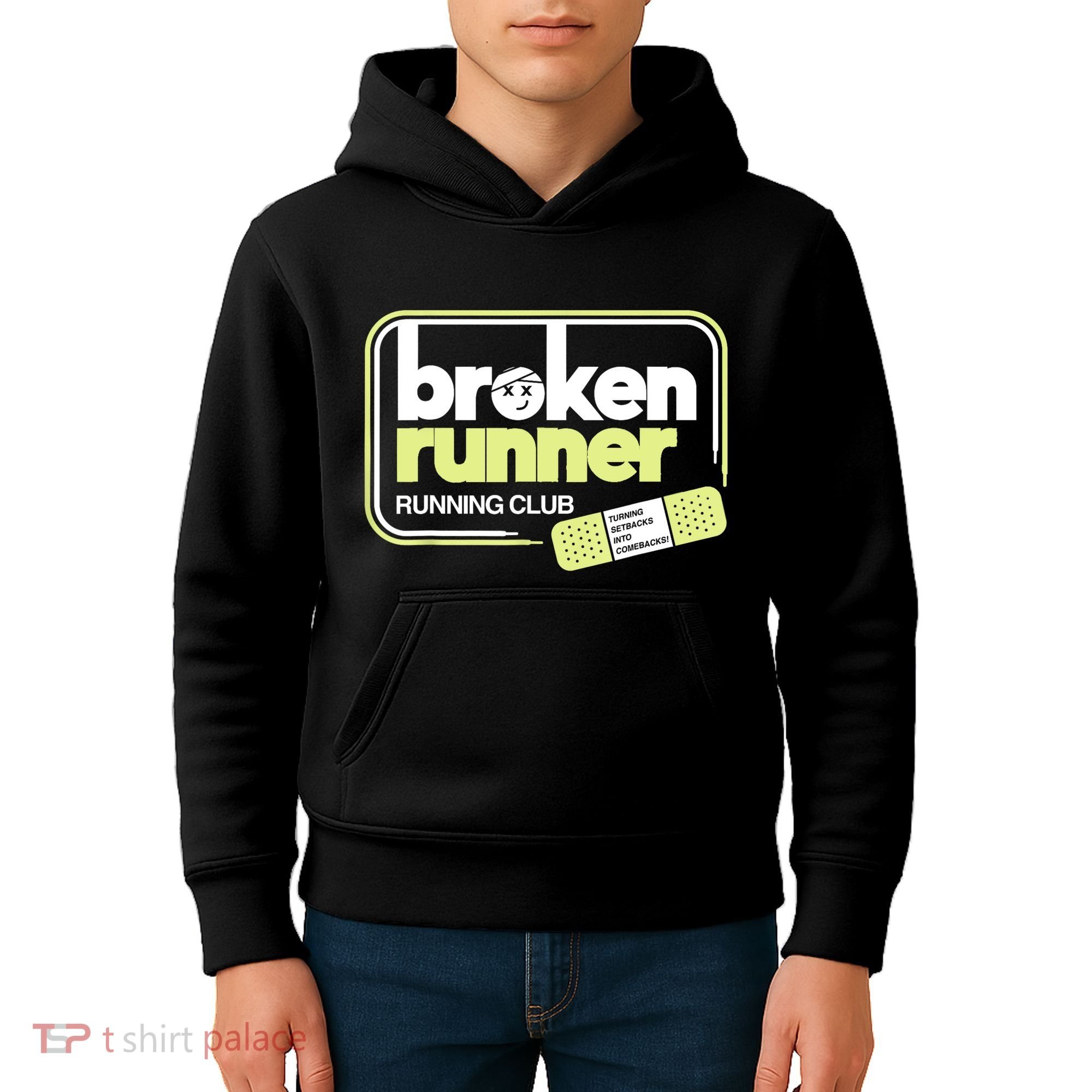 Broken Runner Running Club Turning Setbacks Into Comebacks Kids Hoodie