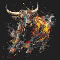 Bull Riding Rodeo Cool Abstract Drip Painting Art Women's Sweatshirt thumb 2