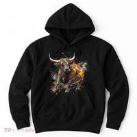 Bull Riding Rodeo Cool Abstract Drip Painting Art Hoodie thumb 0