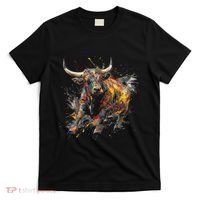 Bull Riding Rodeo Cool Abstract Drip Painting Art T-Shirt thumb 0