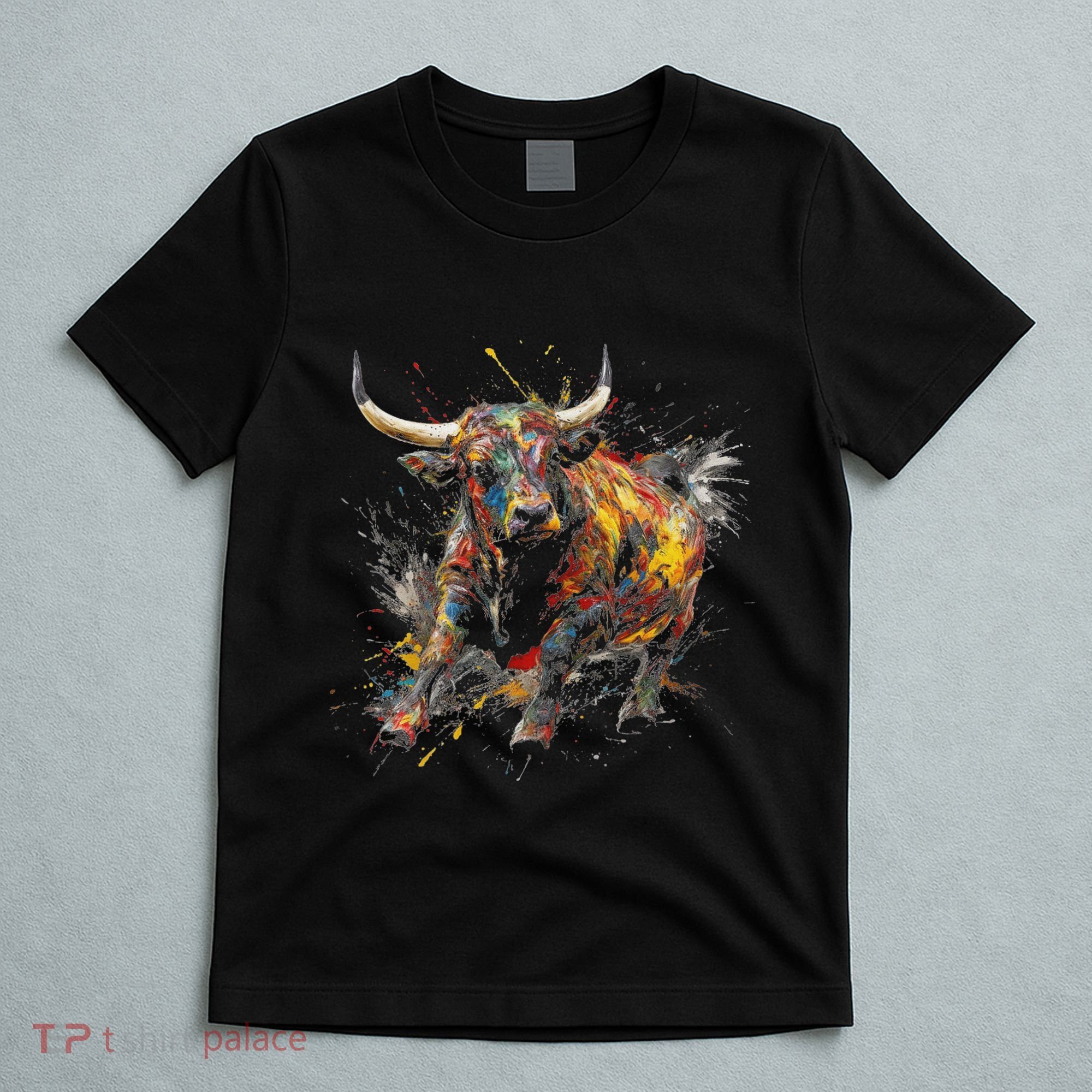 Bull Riding Rodeo Cool Abstract Drip Painting Art T-Shirt