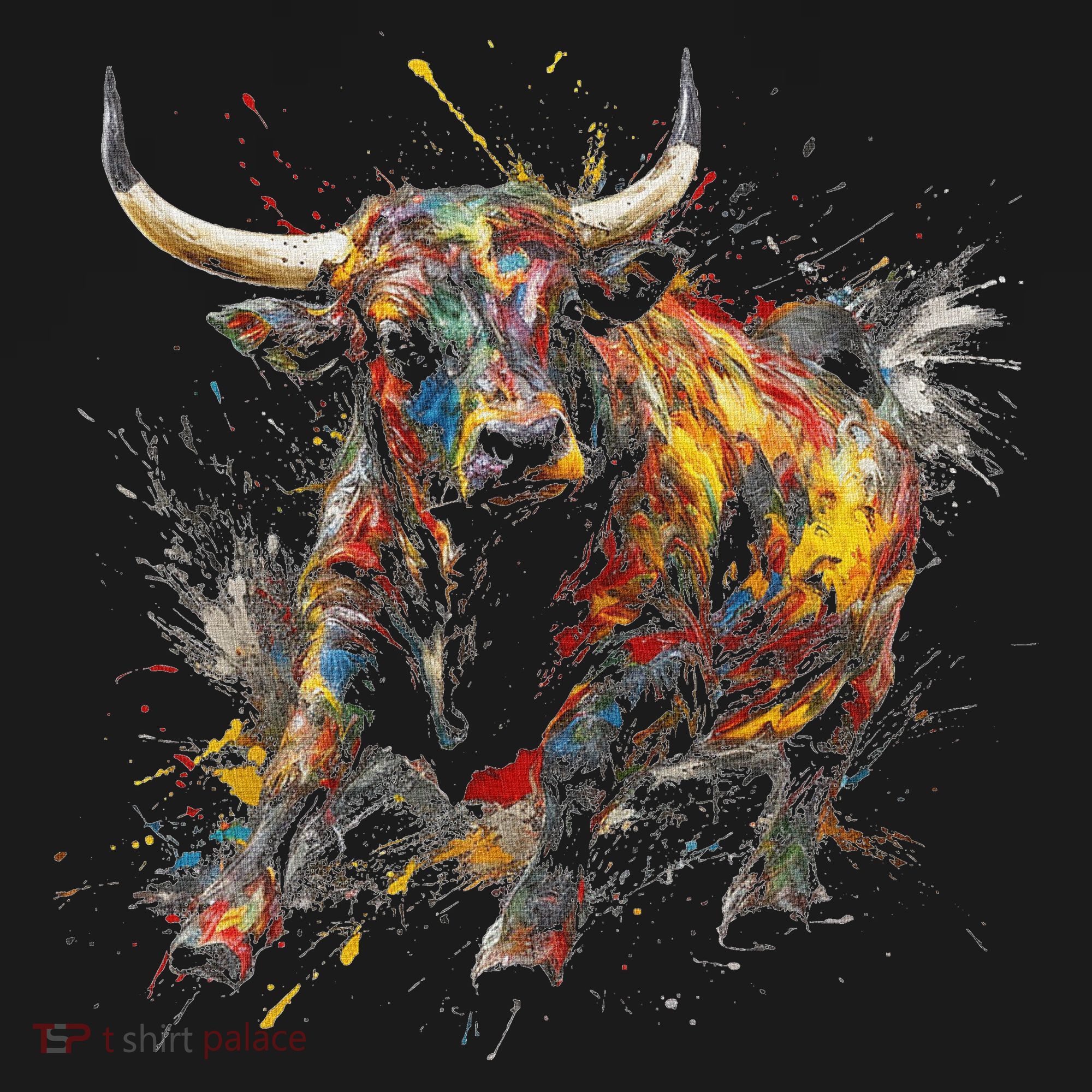Bull Riding Rodeo Cool Abstract Drip Painting Art T-Shirt