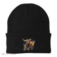 Bull Riding Rodeo Cool Abstract Drip Painting Art Beanie thumb 0