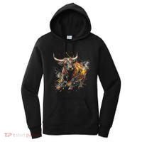 Bull Riding Rodeo Cool Abstract Drip Painting Art Women's Hoodie thumb 0