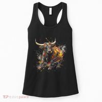 Bull Riding Rodeo Cool Abstract Drip Painting Art Women's Tank Top thumb 0