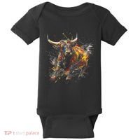 Bull Riding Rodeo Cool Abstract Drip Painting Art Baby Bodysuit thumb 0