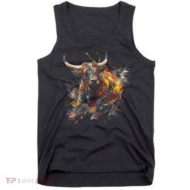 Bull Riding Rodeo Cool Abstract Drip Painting Art Tank Top
