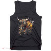 Bull Riding Rodeo Cool Abstract Drip Painting Art Tank Top thumb 0