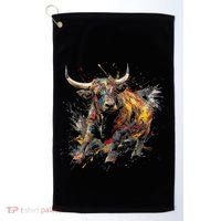 Bull Riding Rodeo Cool Abstract Drip Painting Art Golf Towel thumb 0