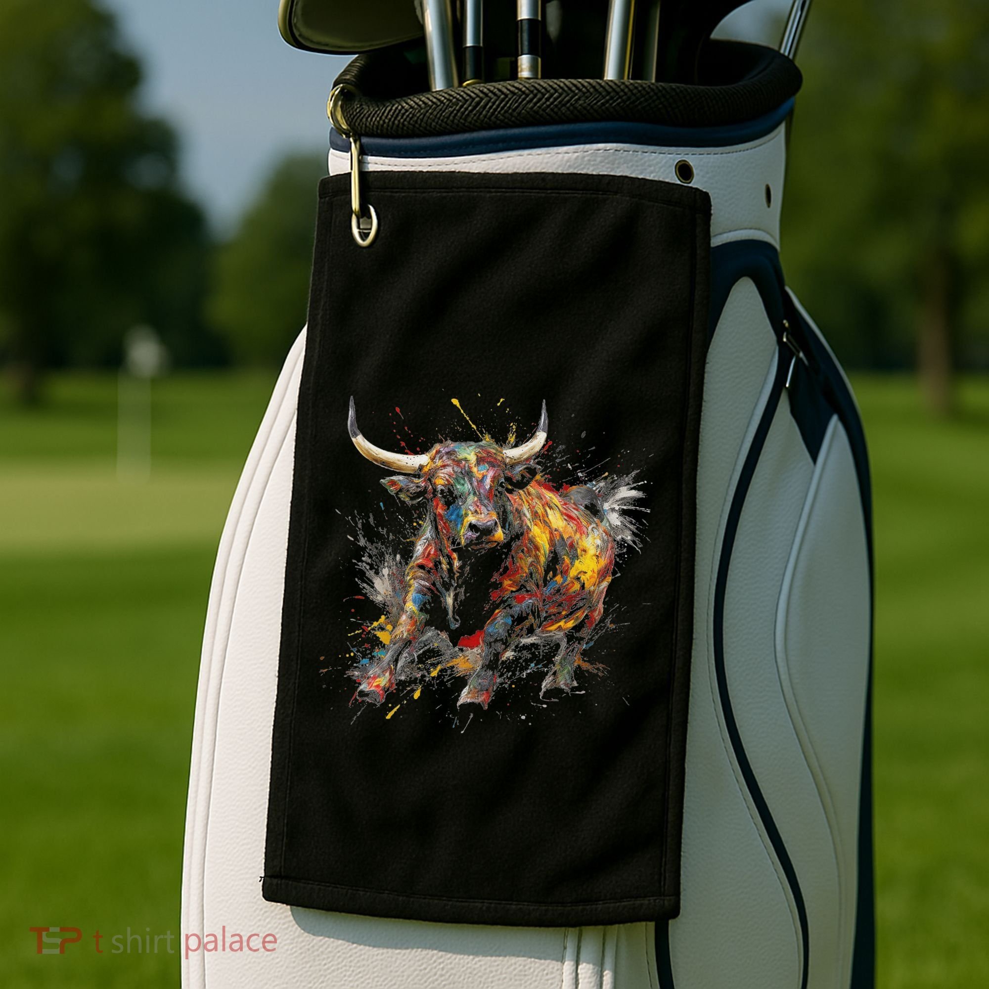 Bull Riding Rodeo Cool Abstract Drip Painting Art Golf Towel