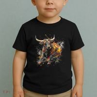 Bull Riding Rodeo Cool Abstract Drip Painting Art Toddler T-Shirt thumb 2
