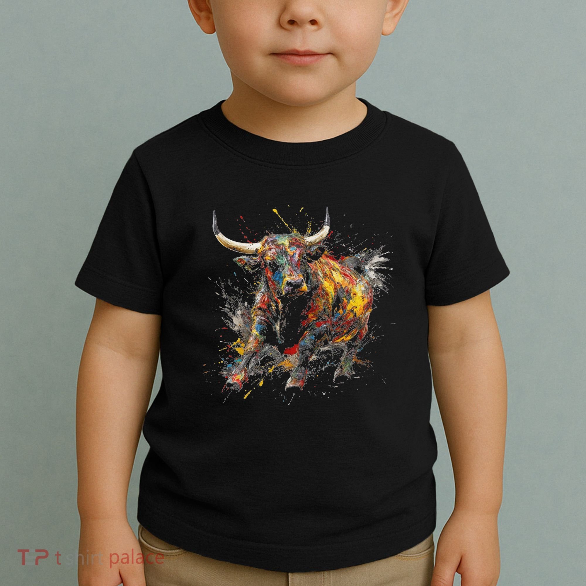 Bull Riding Rodeo Cool Abstract Drip Painting Art Toddler T-Shirt