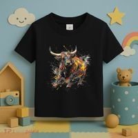 Bull Riding Rodeo Cool Abstract Drip Painting Art Toddler T-Shirt thumb 3