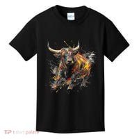 Bull Riding Rodeo Cool Abstract Drip Painting Art Kids T-Shirt thumb 0