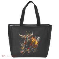 Bull Riding Rodeo Cool Abstract Drip Painting Art Tote Bag thumb 0