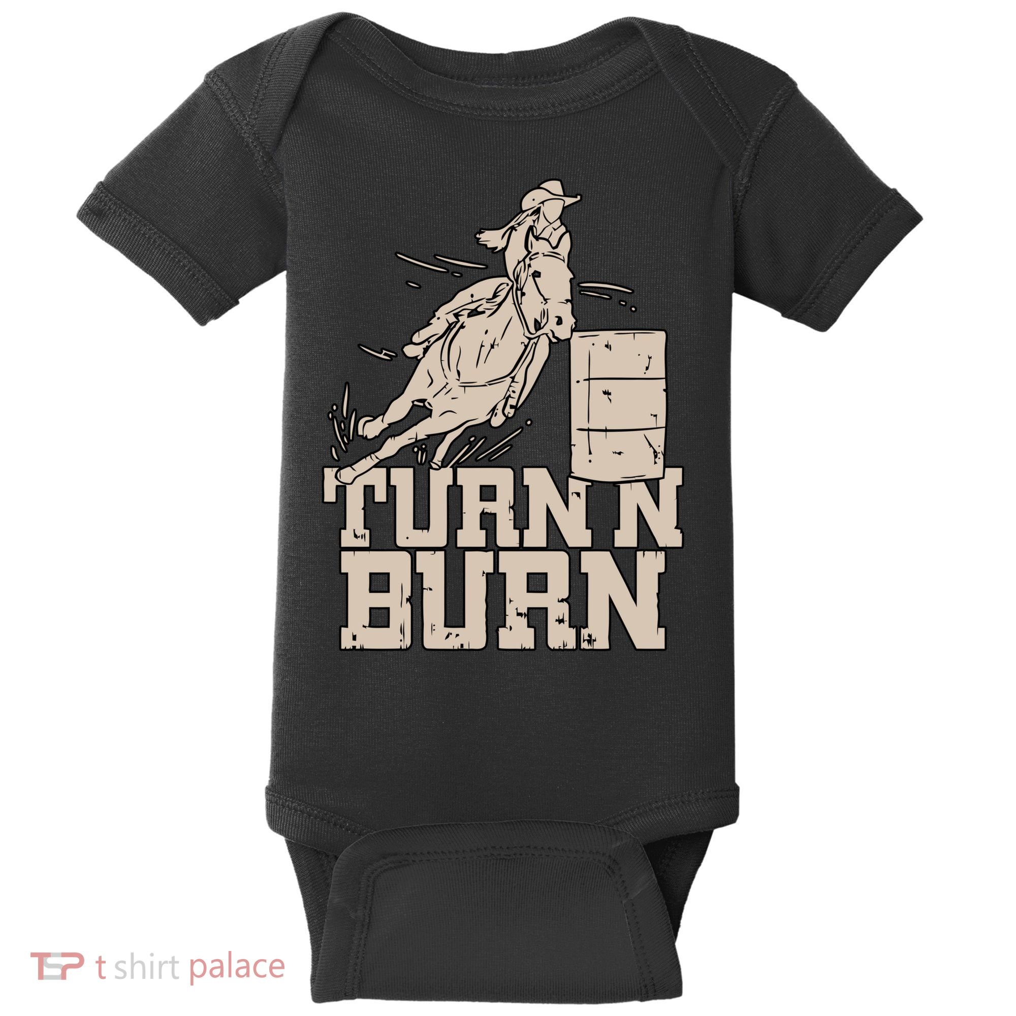 Barrel Racing Racer Rodeo Turn N Burn Baby Bodysuit