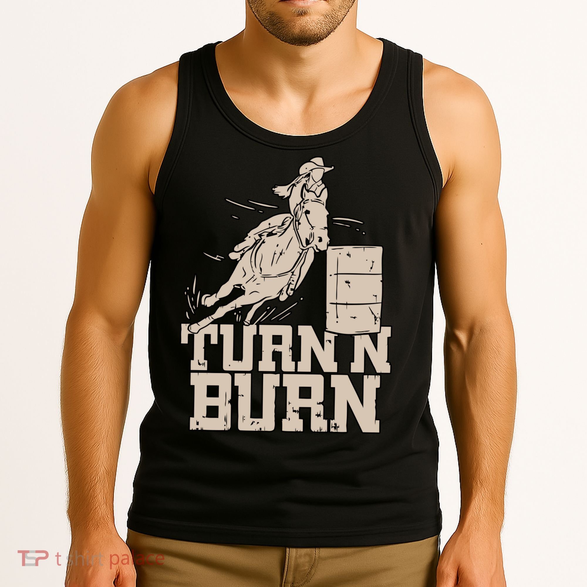 Barrel Racing Racer Rodeo Turn N Burn Tank Top