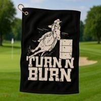 Barrel Racing Racer Rodeo Turn N Burn Golf Towel thumb 1