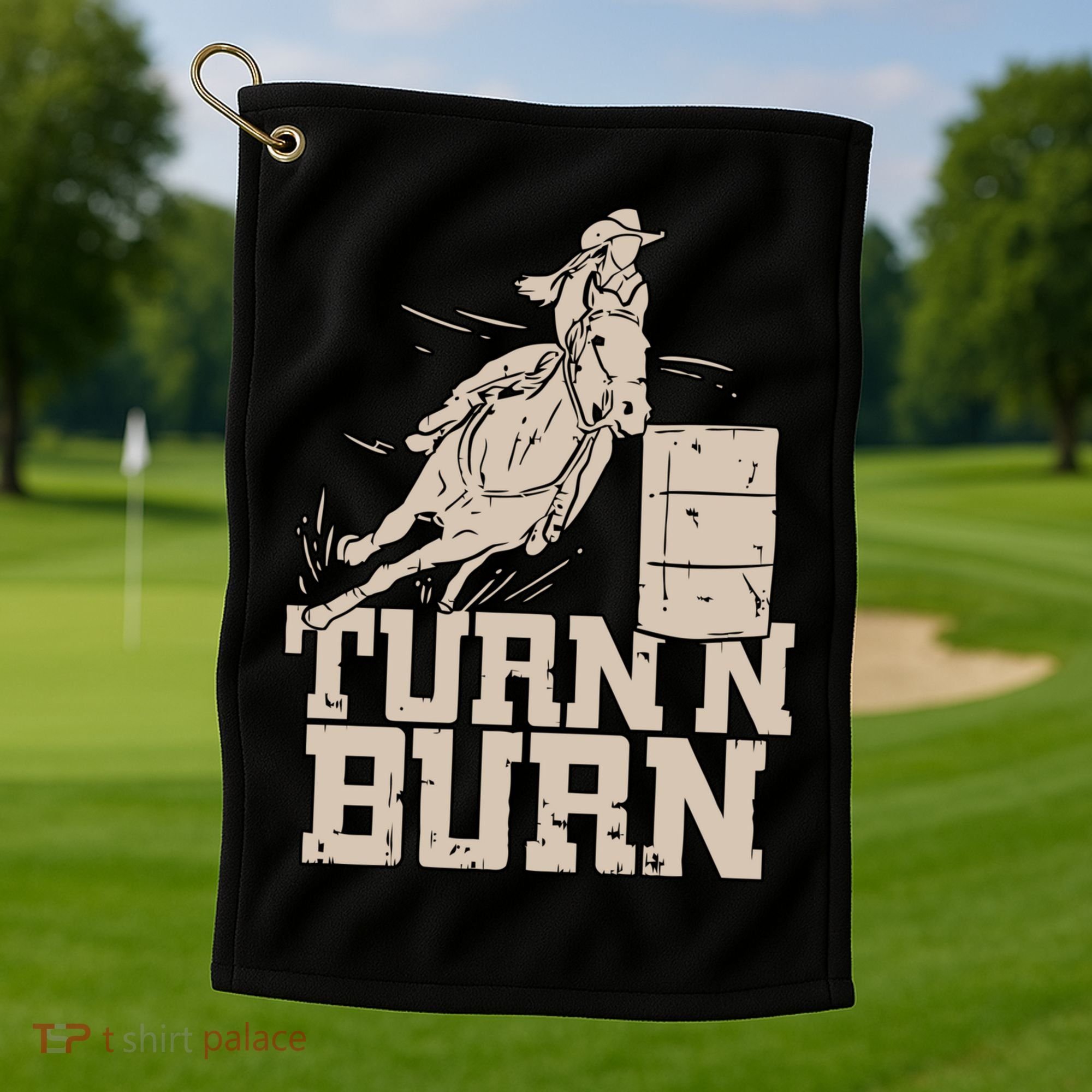 Barrel Racing Racer Rodeo Turn N Burn Golf Towel