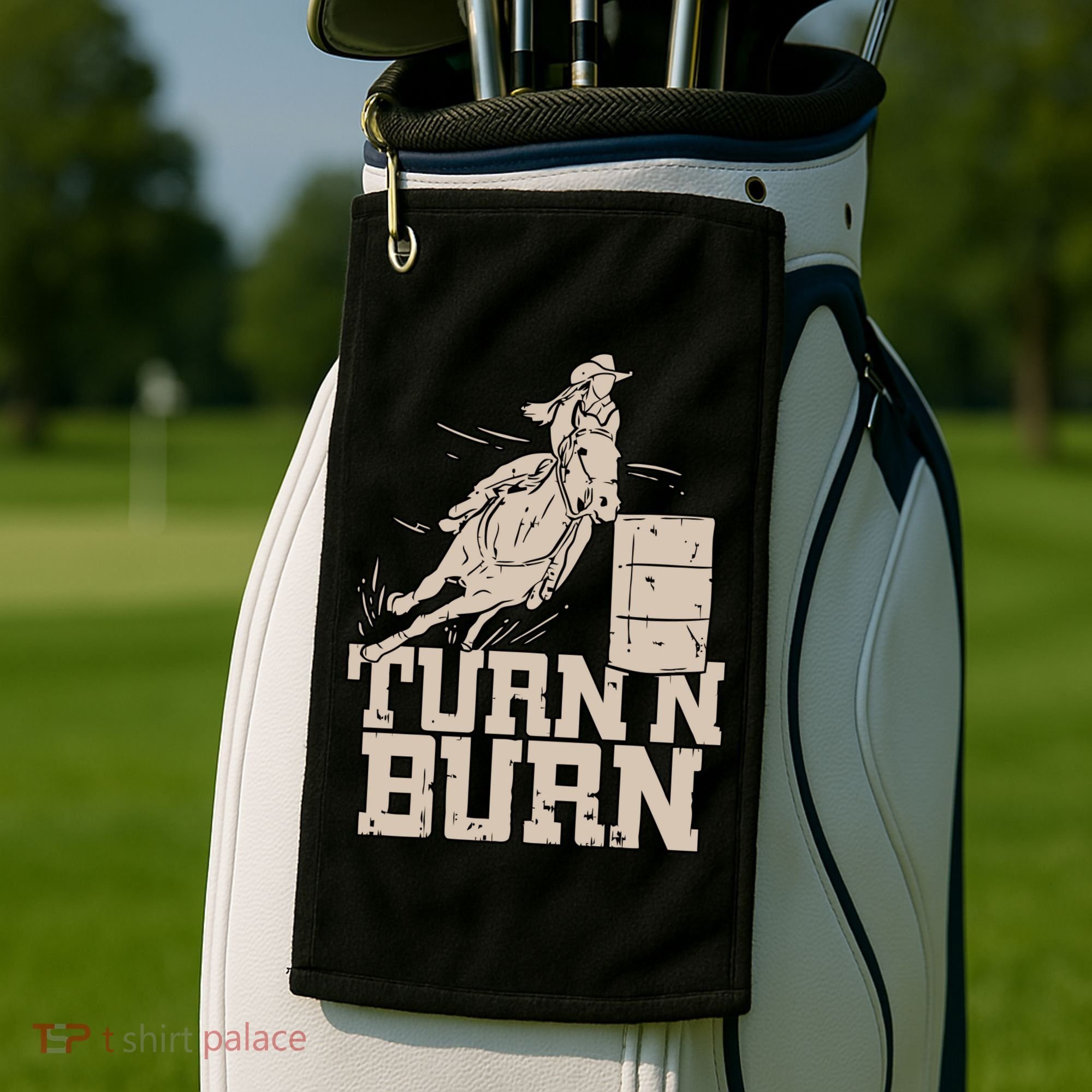 Barrel Racing Racer Rodeo Turn N Burn Golf Towel