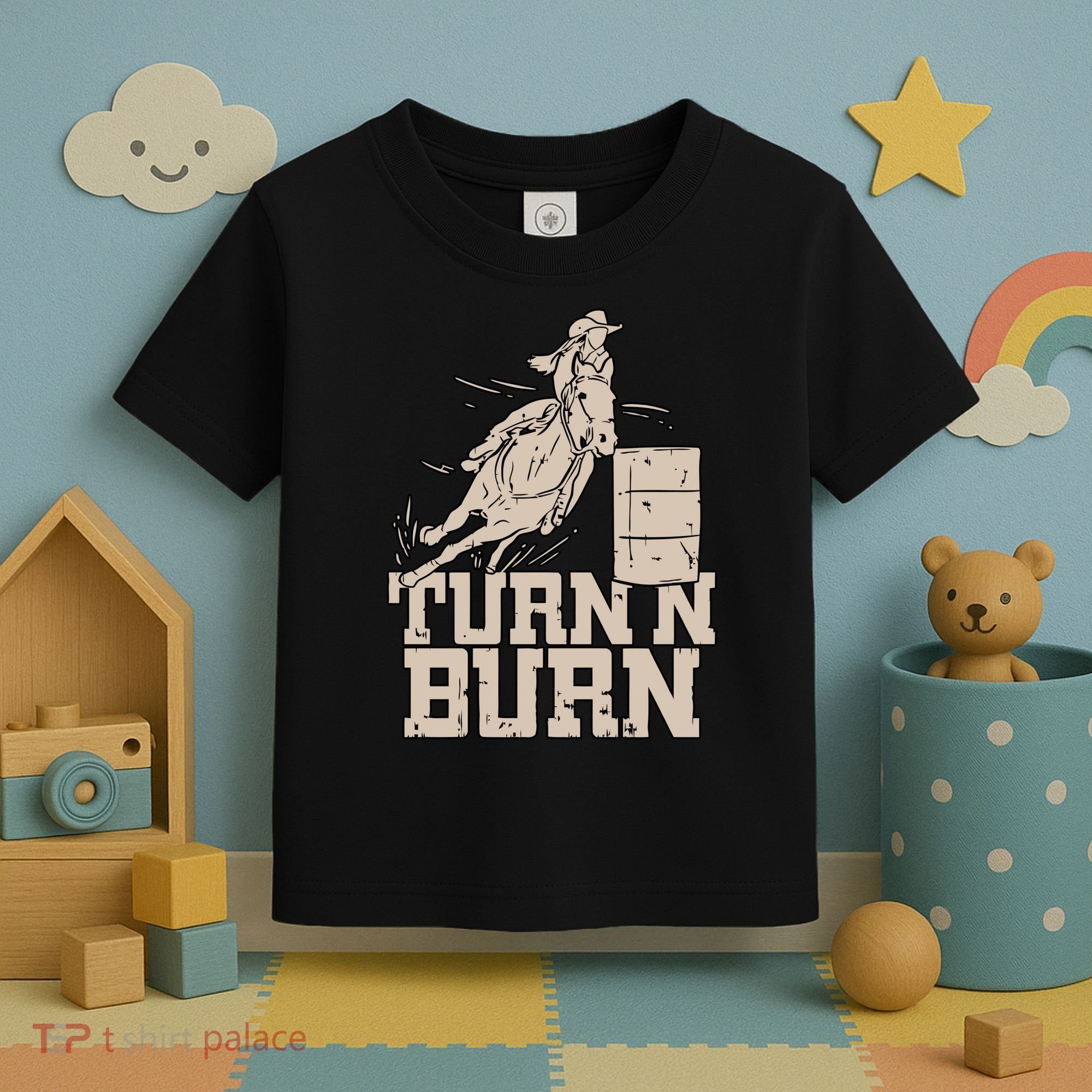 Barrel Racing Racer Rodeo Turn N Burn Toddler T-Shirt