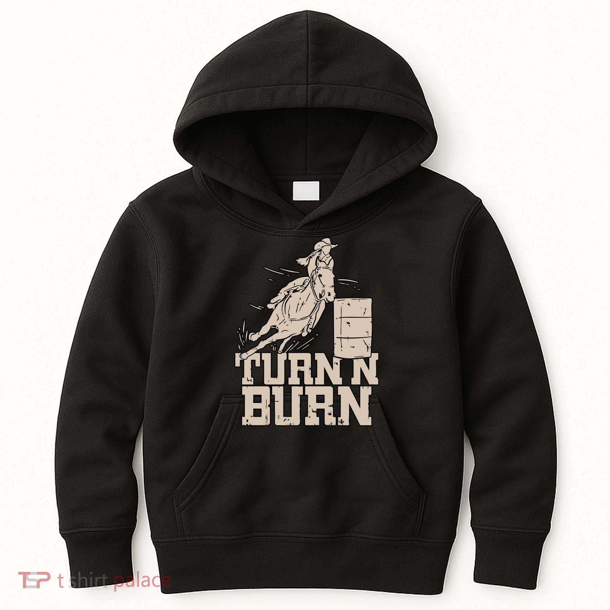 Barrel Racing Racer Rodeo Turn N Burn Kids Hoodie