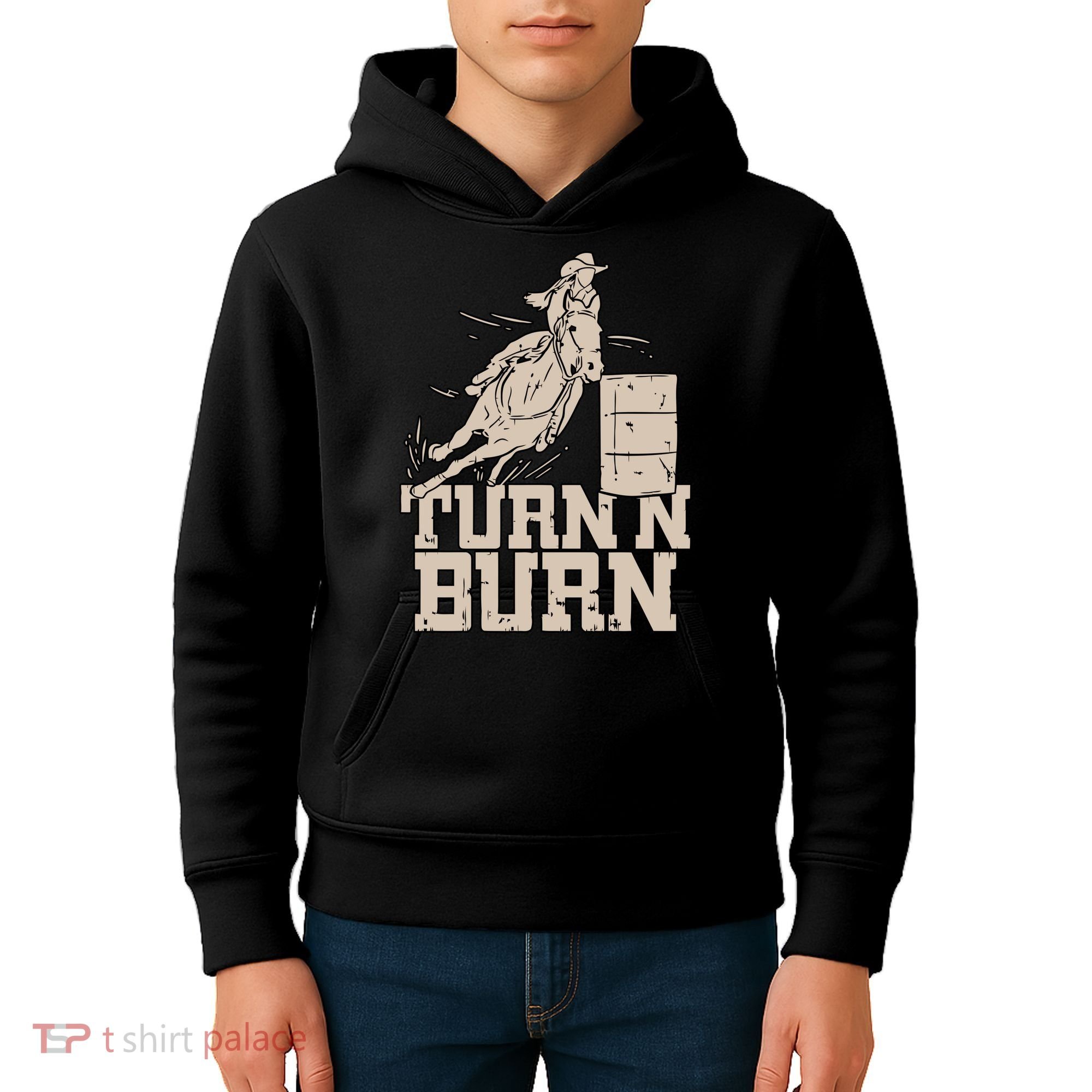 Barrel Racing Racer Rodeo Turn N Burn Kids Hoodie