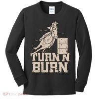 Barrel Racing Racer Rodeo Turn N Burn Kids Long Sleeve Shirt thumb 0
